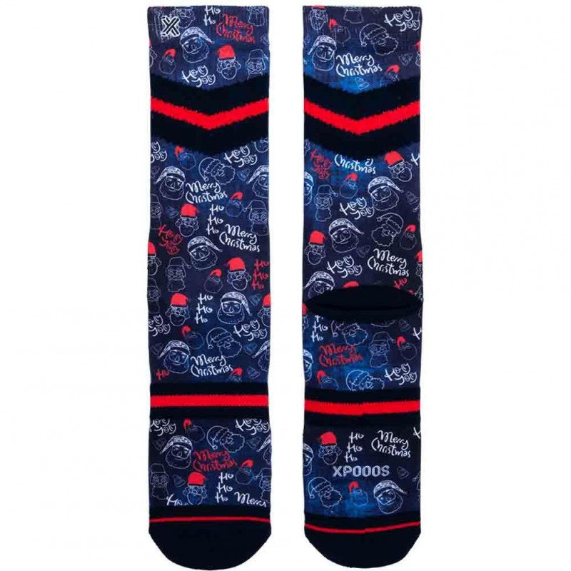 XPOOOS Chaussettes Homme MicroCoton XMAS DOODLE Marine Rouge