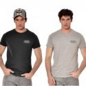 VON DUTCH Lot de 2 t-shirts Homme Coton BASICX2 Noir Gris