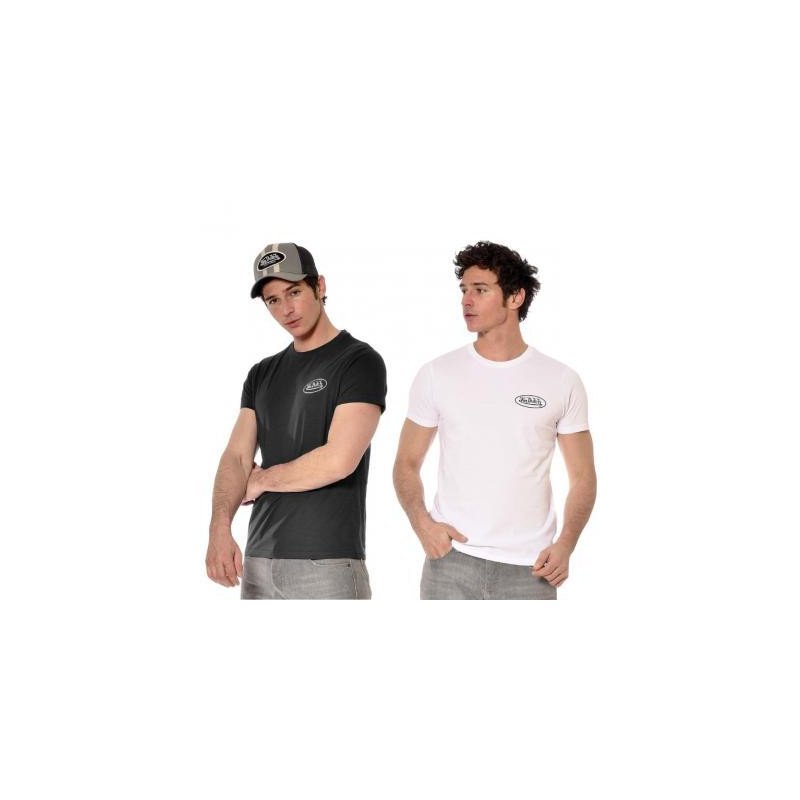 VON DUTCH Lot de 2 t-shirts Homme Coton BASICX2 Noir Blanc