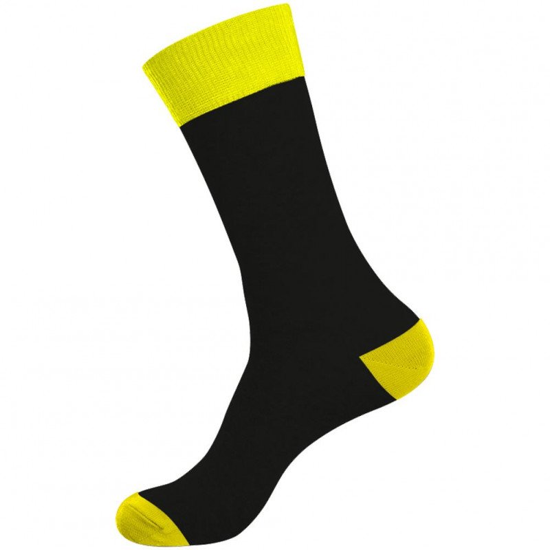 CRAZYSOCKS Lot de 2 paires de Chaussettes Homme Coton Bio SMILEY Noir Jaune