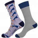CRAZYSOCKS 2 paires Chaussettes Homme Coton Bio TOUCAN Gris Bleu