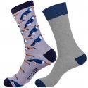 CRAZYSOCKS Lot de 2 paires de Chaussettes Homme Coton Bio TOUCAN Gris Bleu