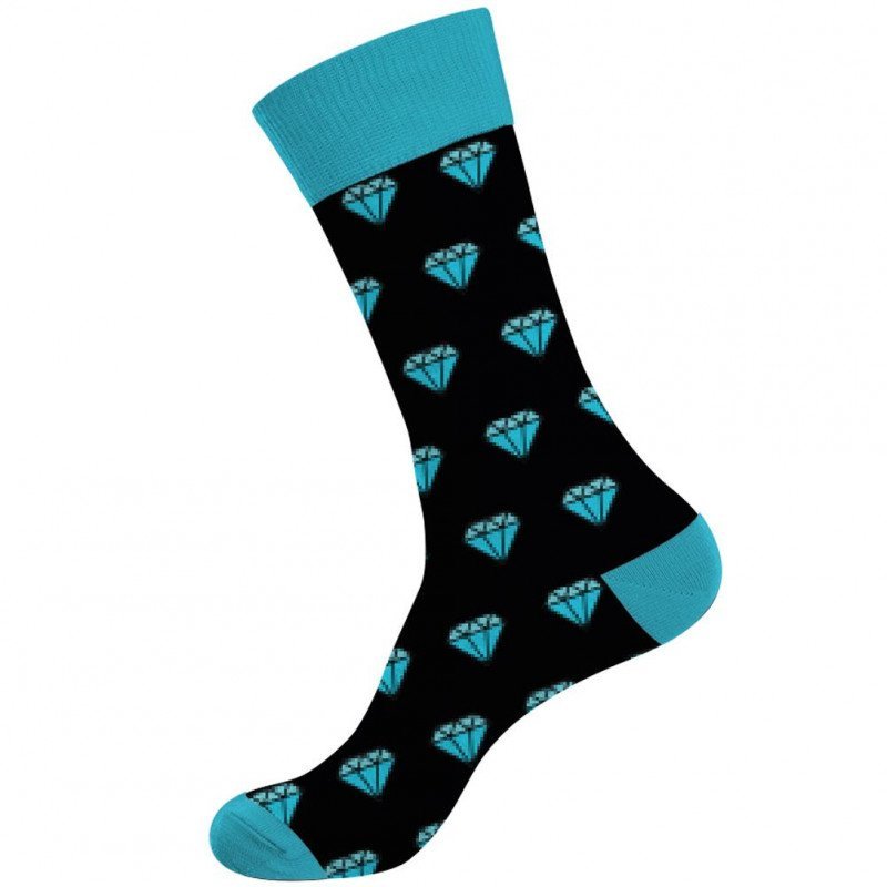 CRAZYSOCKS Lot de 2 paires de Chaussettes Homme Coton Bio DIAMOND Noir Bleu