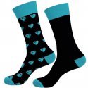 CRAZYSOCKS Lot de 2 paires de Chaussettes Homme Coton Bio DIAMOND Noir Bleu