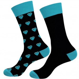 CRAZYSOCKS 2 paires Chaussettes Homme Coton Bio DIAMOND Noir Bleu