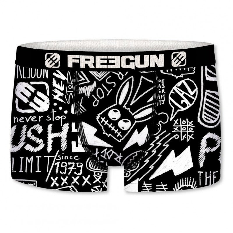 FREEGUN Boxer Bébé Garçon Microfibre VAN Noir Blanc