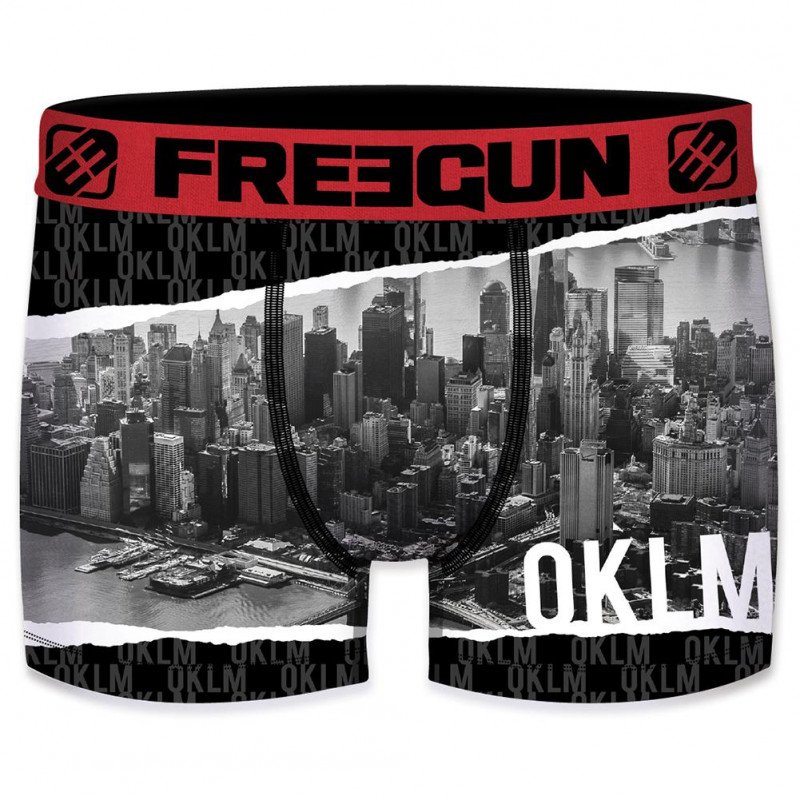 FREEGUN Boxer Garçon Microfibre OKLM Gris Rouge