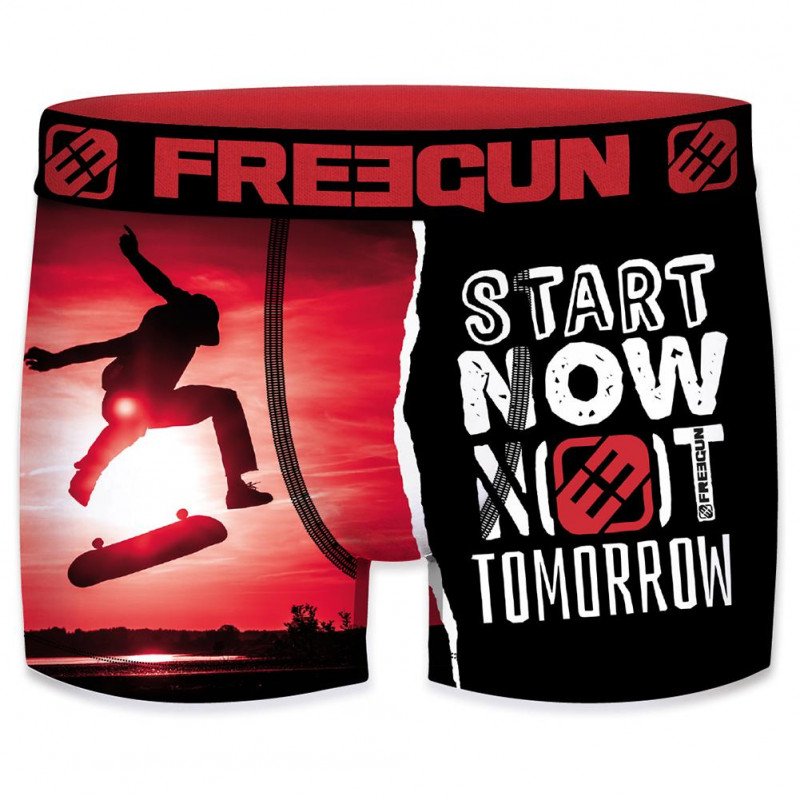 FREEGUN Boxer Garçon Microfibre SKATE Rouge Noir