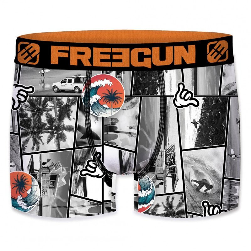 FREEGUN Boxer Garçon Microfibre SUR2 Gris Orange