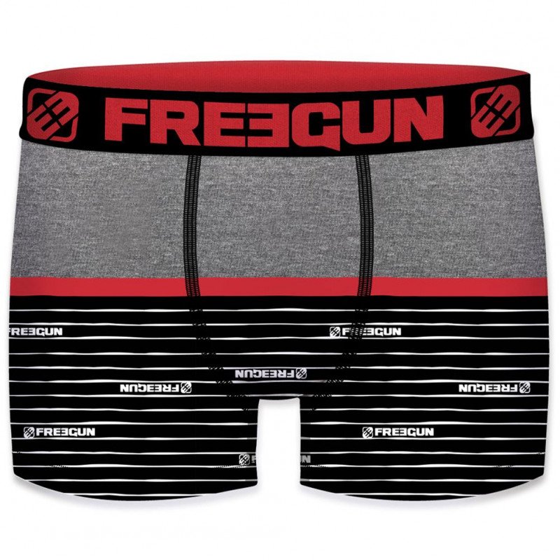 FREEGUN Boxer Garçon Microfibre WAVE2 Gris Rouge