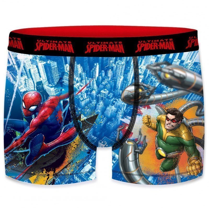 MARVEL Boxer Garçon Microfibre PET Bleu Rouge