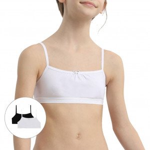 DIM Lot de 2 Brassières Fille Coton D093E Noir Blanc