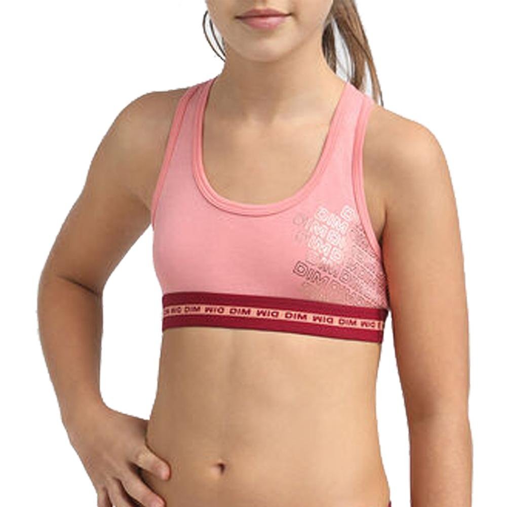 DIM Brassière Fille Coton DIMSPORT Rose - Taille 10 ans