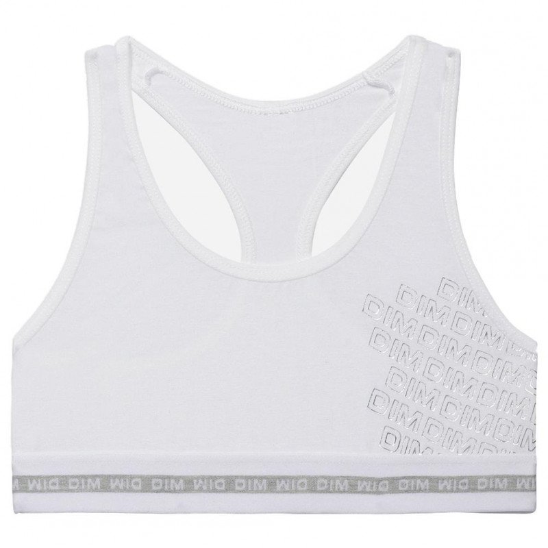 DIM Brassière Fille Coton DIMSPORT Blanc