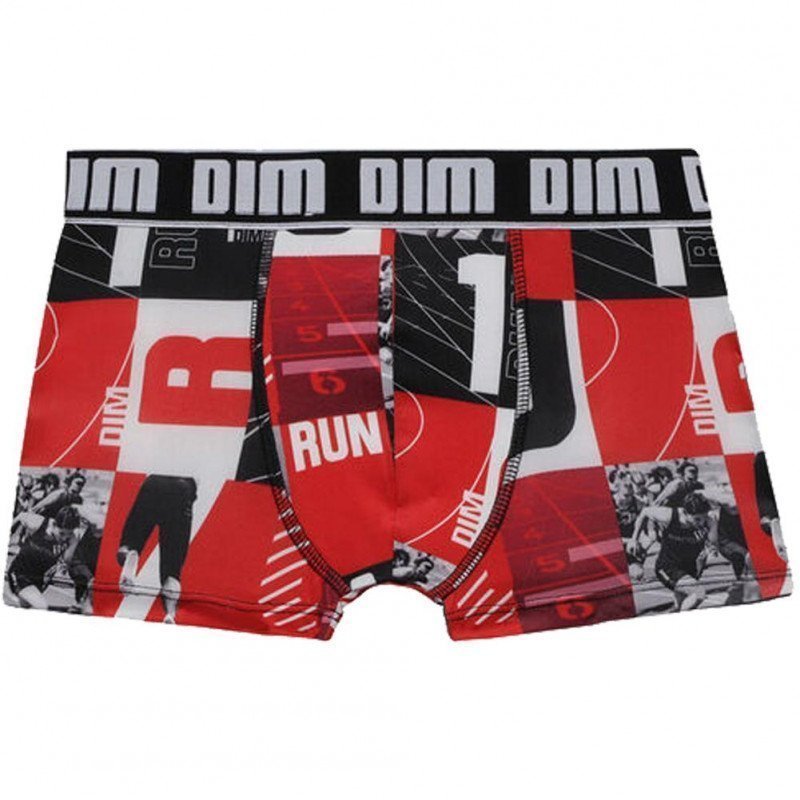 DIM Boxer Garçon Microfibre RUNNING Rouge Noir