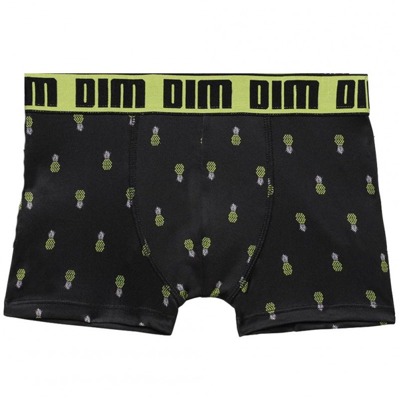 DIM Boxer Garçon Microfibre ANANAS Noir Vert