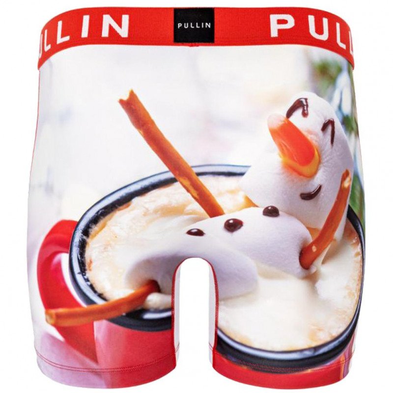 PULL IN Boxer Long Homme Microfibre HOTCOCOA Rouge Blanc