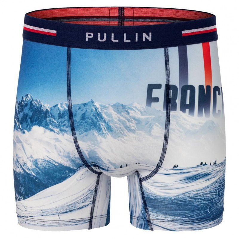 PULL IN Boxer Long Homme Microfibre MOUNTBLUE Bleu Blanc