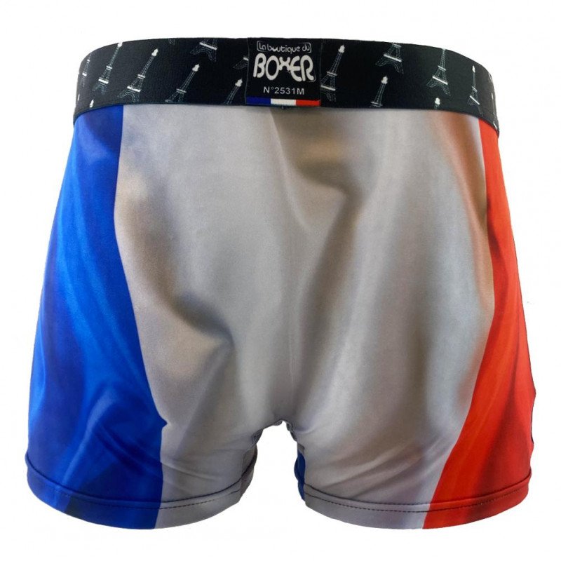 HERITAGE Boxer Homme Microfibre FRANCE Bleu Rouge MADE IN FRANCE