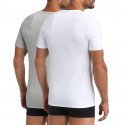 LOT DE 2 T-shirt manches courtes col en V Vêtements Homme GREEN Blanc et Gris