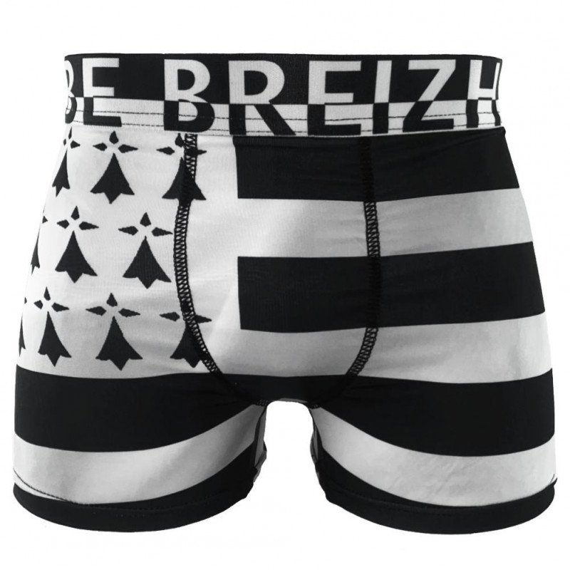 HERITAGE Boxer Homme Microfibre BRETON Noir Gris MADE IN FRANCE