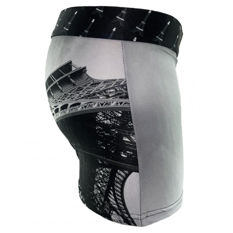 HERITAGE Boxer Homme Microfibre TOUR EIFFEL Noir Gris MADE IN FRANCE