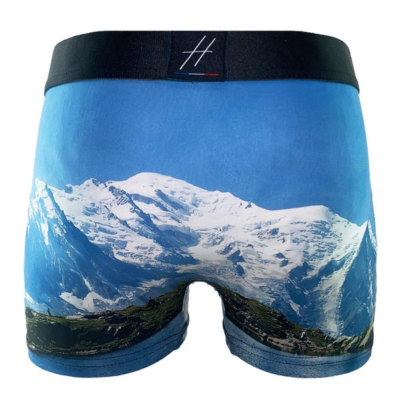 HERITAGE Boxer Homme Microfibre MONT BLANC Bleu Blanc MADE IN FRANCE