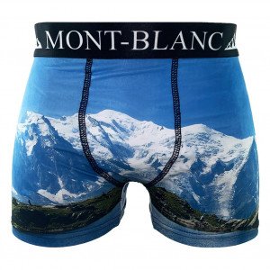 HERITAGE Boxer Homme Microfibre MONT BLANC Bleu Blanc MADE IN FRANCE