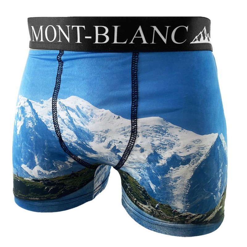 HERITAGE Boxer Homme Microfibre MONT BLANC Bleu Blanc MADE IN FRANCE
