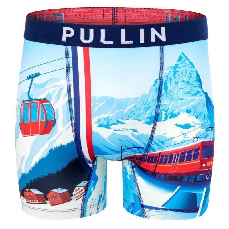 PULL IN Boxer Long Homme Microfibre FAMOUNTAINLIFT Bleu Rouge