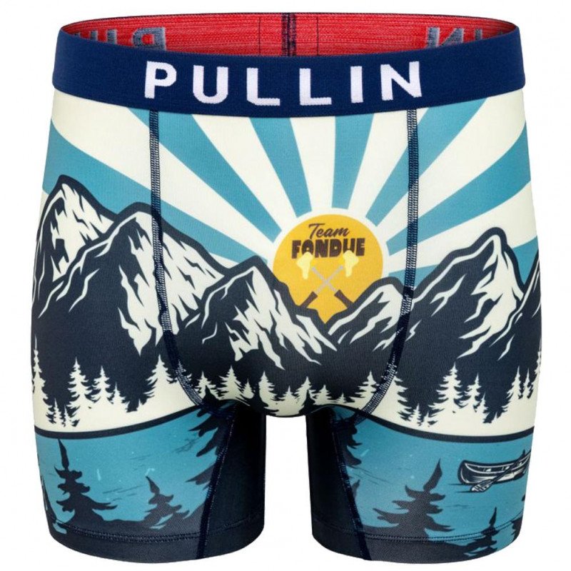 PULL IN Boxer Long Homme Microfibre FATEAMFONDUE Bleu Blanc