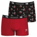 ATHENA Lot de 2 Boxers Homme Coton CHICAGO BULLS Rouge Noir NBA