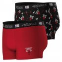 ATHENA Lot de 2 Boxers Homme Coton CHICAGO BULLS Rouge Noir NBA