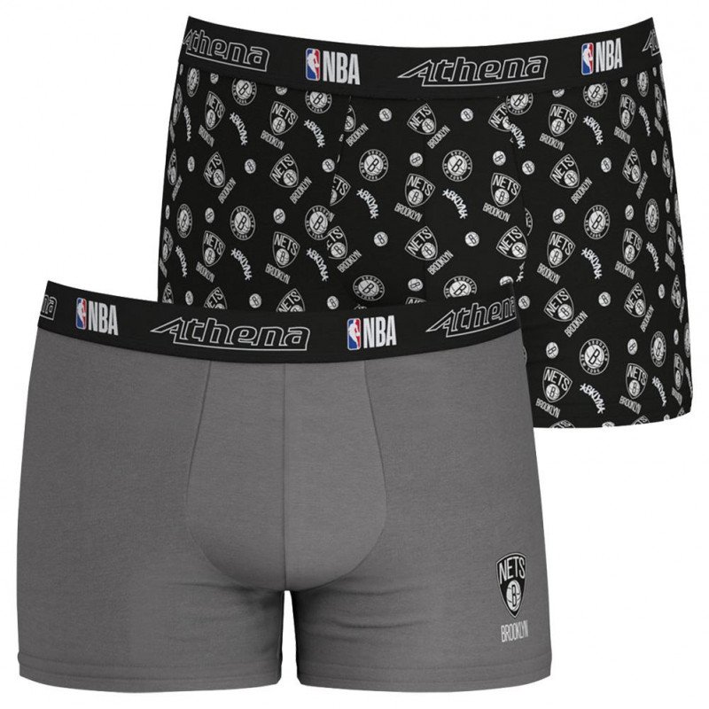 LOT DE 2 Boxer Sous-vêtements Homme BROOKLYNNETS Gris et Noir