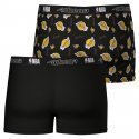 ATHENA Lot de 2 Boxers Homme Coton LAKERS Noir Jaune NBA