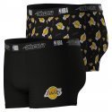 ATHENA Lot de 2 Boxers Homme Coton LAKERS Noir Jaune NBA