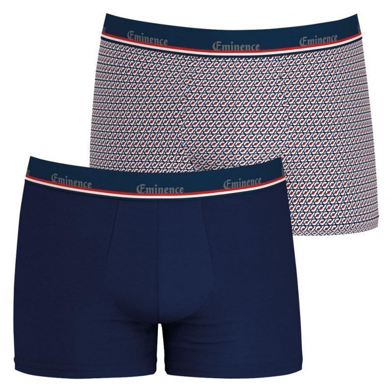 EMINENCE Lot de 2 Boxers Homme Coton FAIT EN FRANCE Marine Imprimé E-Cocard