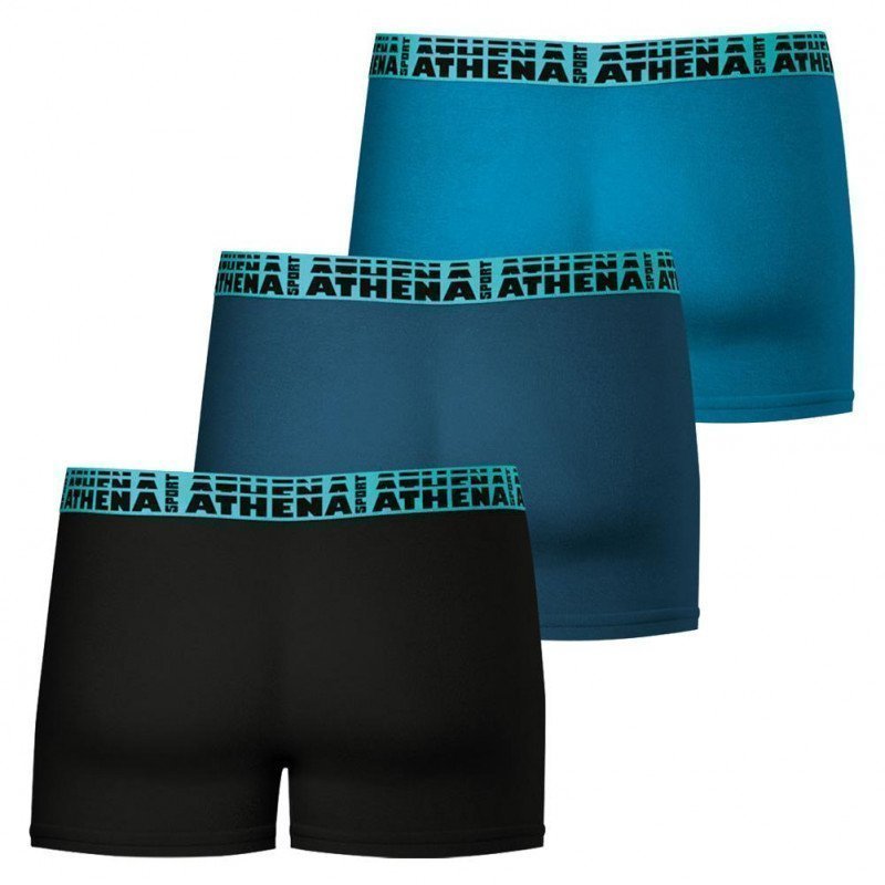 ATHENA Lot de 3 Boxers Homme Coton EASYSPORT Noir Marine Bleu