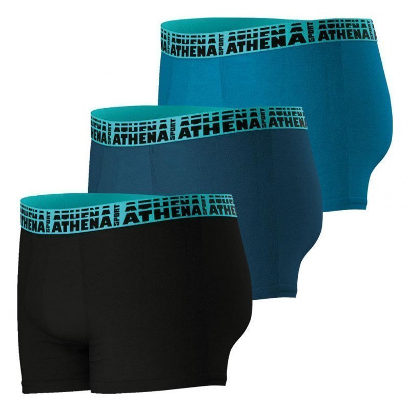 ATHENA Lot de 3 Boxers Homme Coton EASYSPORT Noir Marine Bleu