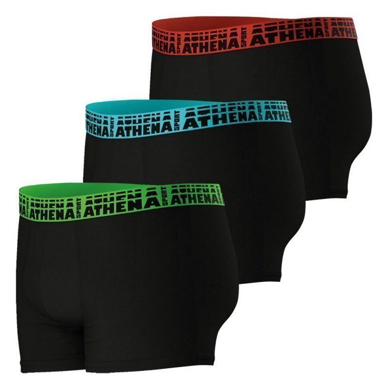 ATHENA Lot de 3 Boxers Homme Coton EASYSPORT Noir Multicolore