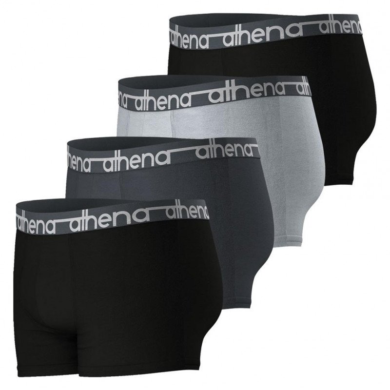 ATHENA 4 Boxers Homme Coton EASY JEAN Noir Anthracite Gris Noir