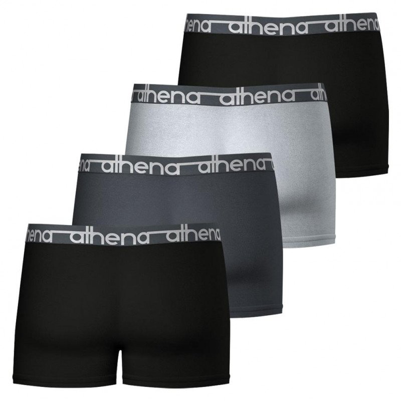 ATHENA 4 Boxers Homme Coton EASY JEAN Noir Anthracite Gris Noir