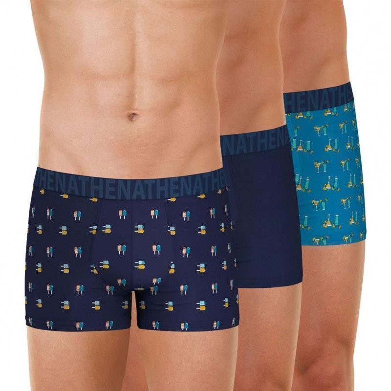 LOT DE 3 Boxer Sous-vêtements Homme EASYFUN Bleu et Marine