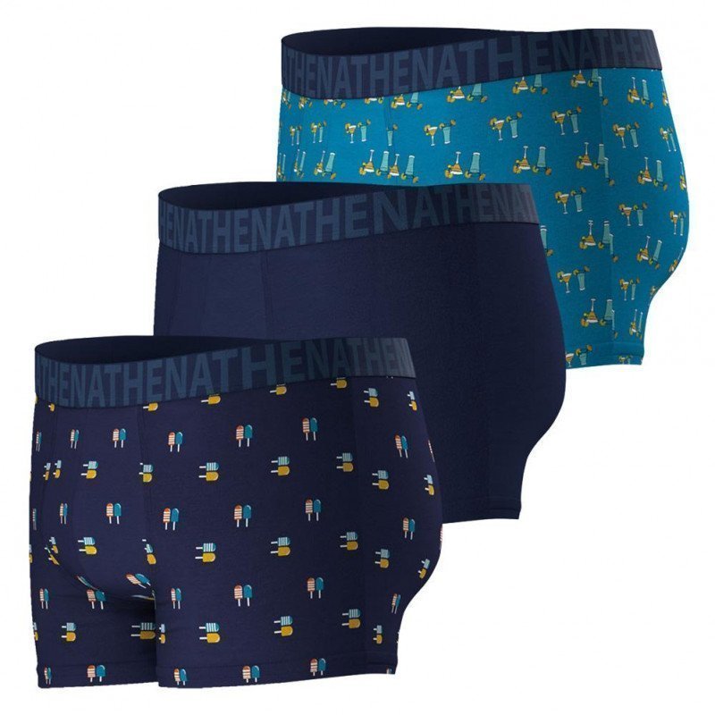 ATHENA Lot de 3 Boxers Homme Coton EASY FUN Glace Marine Cocktail