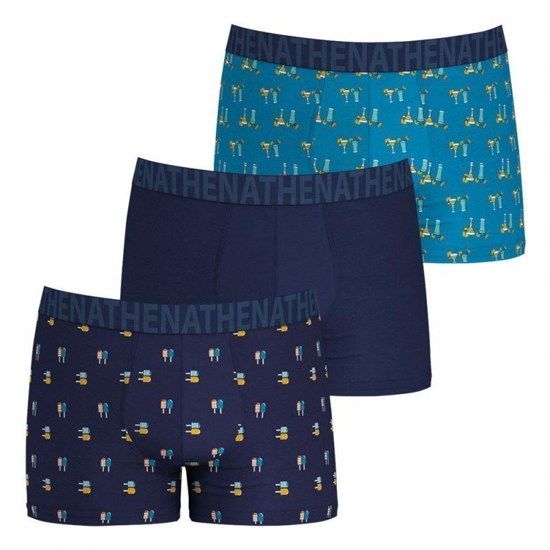 ATHENA Lot de 3 Boxers Homme Coton EASY FUN Glace Marine Cocktail