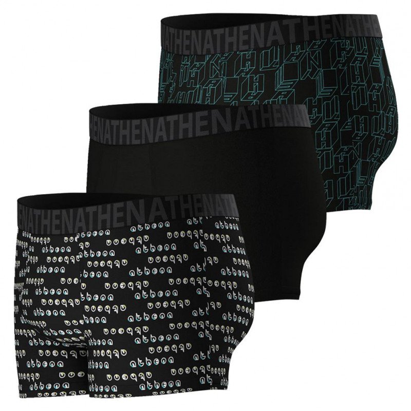 ATHENA Lot de 3 Boxers Homme Coton EASY FUN Logo Noir Lettres