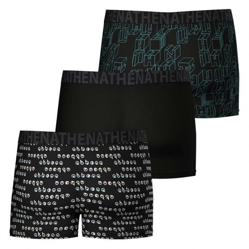 ATHENA Lot de 3 Boxers Homme Coton EASY FUN Logo Noir Lettres