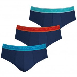 ATHENA Lot de 3 Slips Homme Coton Bio EASY BIO Bleu Marine