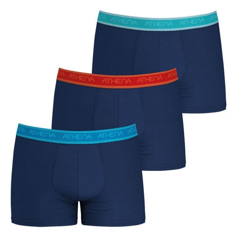 ATHENA Lot de 3 Boxers Homme Coton Bio EASY BIO Marine