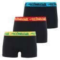 ATHENA Lot de 3 Boxers Garçon Coton Bio BIOPACK22 Noir Ceinture Rouge Marine Jaune